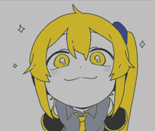 a drawing of a girl with a yellow hair and a tie