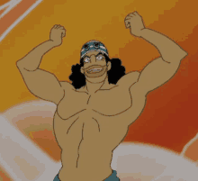 a cartoon character is flexing his muscles and wearing sunglasses