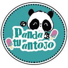 a blue circle with a panda bear and the words panda tu antojo