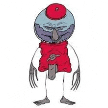 a drawing of a cartoon character from regular show wearing a red shirt and a hat .