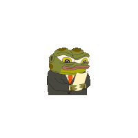 a cartoon frog in a suit and tie is reading a piece of paper