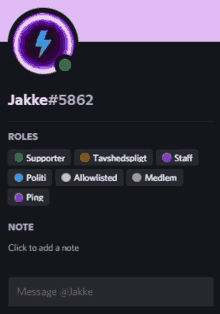 a screenshot of a person 's profile with the name jakke # 5862