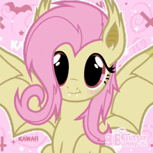 a picture of a pony with bat wings and the words flutter bunny on it