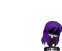 a cartoon of a girl with purple hair and a black jacket is crying .