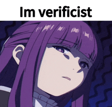 a picture of a girl with purple hair and the words im verificaist