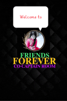 a poster for friends forever co-captain room with a picture of a woman