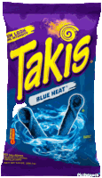 a bag of takis blue heat hot chili peppers chips