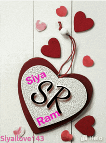 a picture of a heart with the name siya ram on it