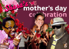 a poster for shara 's mother 's day celebration features a man and woman