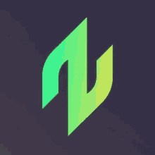 a green and yellow gradient logo on a dark background .