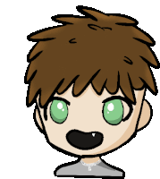 a drawing of a boy with green eyes and brown hair