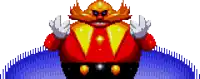 a pixel art of a cartoon character with a red and yellow costume