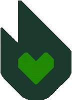 a green heart is in the middle of a green arrow on a white background .