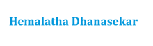 a blue and white logo for hemalatha dhanaseker on a white background