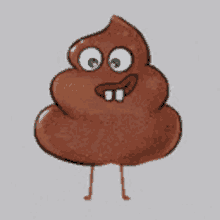 a cartoon drawing of a pile of poop with a face and teeth