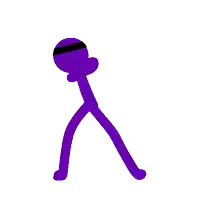 a drawing of a purple stick figure with horns
