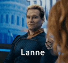 a man with the word lanne written on his face