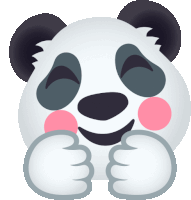 a panda bear with its eyes closed and a smile on its face