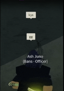 a video game character named ash juno is talking to another character named kys