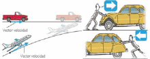 a cartoon drawing of a truck an airplane and a man pushing a yellow car