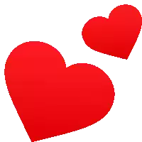 two red hearts on a white background with a blue border