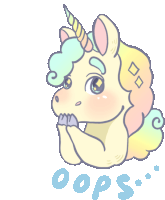 a drawing of a unicorn with the words oops written below it