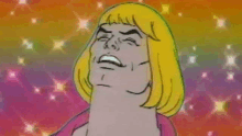 he man from the masters of the universe is making a funny face with his mouth open .