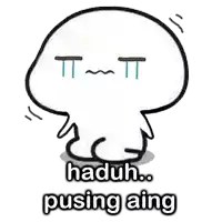 a cartoon character with the words haduh pusing aing written below it