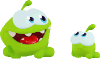 a green cartoon character with a red tongue is next to a smaller green cartoon character