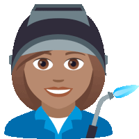 an illustration of a woman wearing a welding helmet