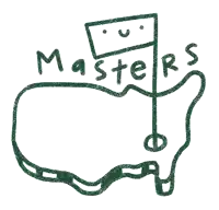 a drawing of a golf course with the words masters written above it