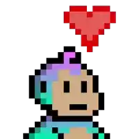 a pixel art monkey with a red heart above its head