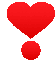 a red heart with a red exclamation point underneath it