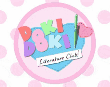 a logo for the boku literature club shows a heart and a pencil