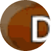 a brown circle with a white letter d in the middle