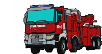 a drawing of a fire truck that says straz pozarna on the front