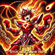 a poster for situs slot gacor shows a girl in red armor