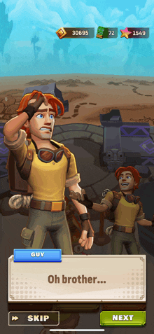 a screenshot of a game with a guy talking to his brother