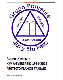 a logo for grupo poniente with a triangle in the center