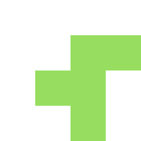 a green cross on a white background is a tetris piece .