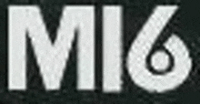 a close up of a white letter m16 on a black background .