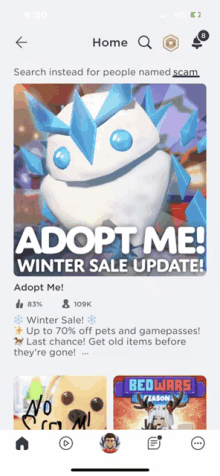 an ad for adopt me winter sale update