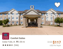 an ad for comfort suites in cedar falls