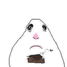 a pixel art drawing of a person 's face with a sad look on their face .