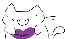 a drawing of a cat with a purple heart that says mkms