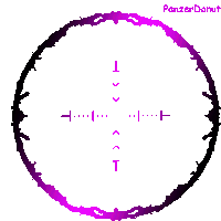 a panzer donut logo with a purple and black circle