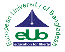 european university of bangladesh logo with a blue tent