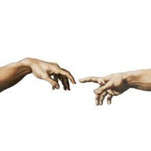 a painting of two hands touching each other with their fingers