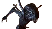 a statue of an alien is displayed on a white background with a caption that says game in progress