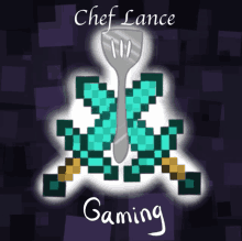 a chef lance gaming logo with a fork and a sword